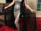 BLACK SILVER SEQUINNED DRESS with SKIRT FLOATS!