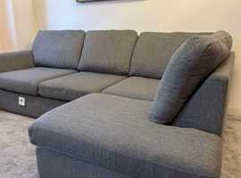 Modern 4-Seater Sofa - Grey Fabric Corner Couch