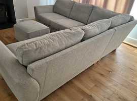 5 Seater Corner Sofa - Light Grey Fabric