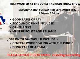 HELP WANTED AT THIS YEARS DORSET AGRICULTURAL SHOW 2022