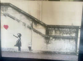 BANKSY FRAMED CANVAS PRINT - BALLOON GIRL/THERE IS ALWAYS HOPE - 81 x 60cm