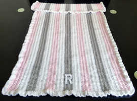 Crochet Baby blanket, Personalised, Girl's and Boy's colours available