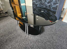 Black glass oval table