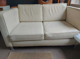 Cream faux leather 2/3 seater sofa