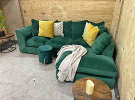 **Milan Exclusive Brand New Corner Sofa - 2 & 3 Seater with Footstool