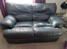 2/3 seat Italian leather sofa. Very darkest blue nearly black