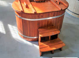 OVAL HOT TUB WITH INSIDE HEATER FOR 2 PERSONS MINI, wood burning heater Ofuro bath