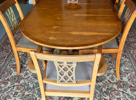 Dining table, six chairs and sideboard
