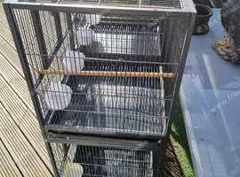 4 parrot cockatiel or budgie cages .4 double breeder plus stand perches and feeding dishes