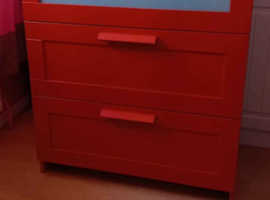 Ikea Brimnes Red 3 Drw Chest