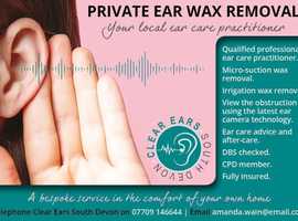 Plymouth Ear Wax removal - South Ham, Plymouth and surrounding areas.