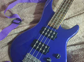 Bass Guitar, Wesley, purple/blue, with Brand New padded case. Tuner, Strap. Books. Lead.