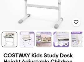 Costway Kids Study Desk Height Adjustable Children Writing Table-Grey
