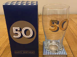 50 Birthday Celebratory Pint Glass - Brand New