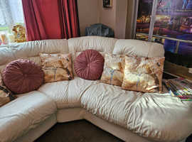 Cream leather corner sofa