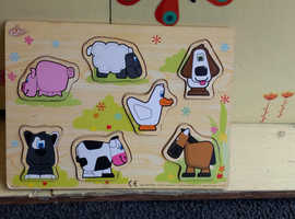 Carousel children's wooden farm animal puzzle