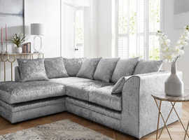 **Chic Brand New Corner Lounge - 2 & 3 Seater Sofa with Coordinated Footstool