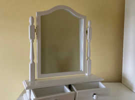 White wood surround vanity mirror