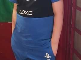 Playstation trousers and top set in blue