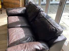 Lovely dark brown leather sofa and matching armchair