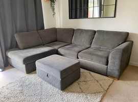 Dark Grey 4x Settee Corner Couch Sofa