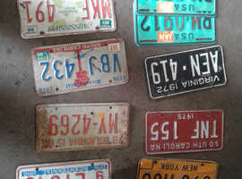 Vintage retro American number plates job lot