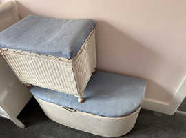 Wicker ottoman and chair