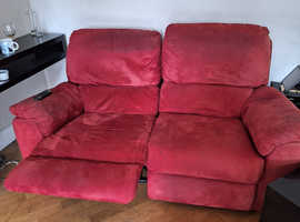 Red reclining sofa