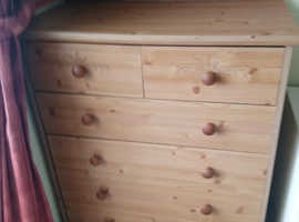 Solid & Sturdy, Beautiful Wooden large Ornate Chest of Drawers, BUT the 3 middle Drawers keep falling off runner. Otherwise in Excellent Condition.
