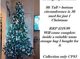 8ft used once quality green xmas tree