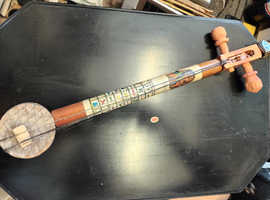 2 STRING OLD EGYPTIAN HOME MADE MUSICAL INSTRUMENT WITH HYROGLYPHICS