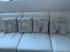 4 x Floral Padded Chair cushions with Ties