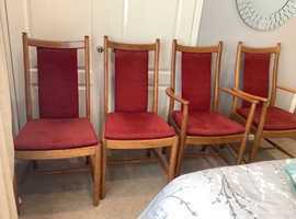 ERCOL SET OF FOUR BALUSTER DINING CHAIRS, SOLID ASH LIGHT COLOUR £200