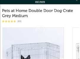 Double door dog crate - medium - grey