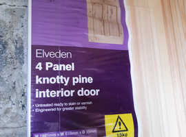 Elveden 4 Panel Knotty Pine Interior Door - New with cosmetic defect