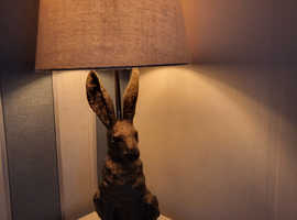 Heavy bronze rabbit lamp