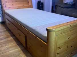 Single bed frame with drawer& mattress