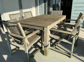 Garden dining table and six chairs