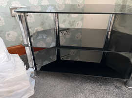 Black glass corner tv stand