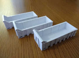 OO / HO '20ft' Low Roll on-Roll off skips 1:76 Scale for Model Railway pack of 3