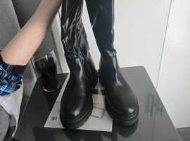 Black leather knee High boots size 7