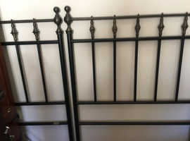 Two black metal and brushed brass headboards ..  quality 3ft £99