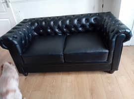 Faulks leather Chesterfield 2 seater sofa
