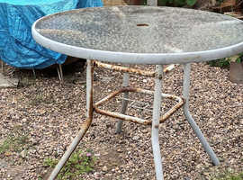round glass garden table-no chairs