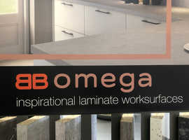 OMEGA HIGLOSS 22mm SLIMLINE Laminate Worktop rrp over £100 Mtr. 259cm offcut NEW