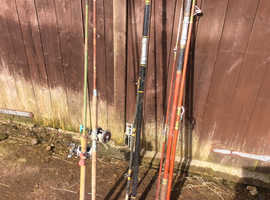 Four old fishing rod