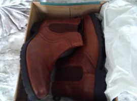BRAND NEW Brown Upper Leather Boots size 12( view EastKilbride also)
