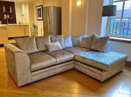 Silver L shape 4 seated corner sofa couch