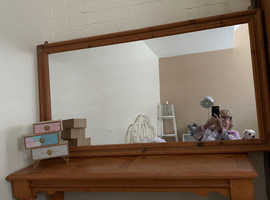 Solid Pine Wardrobe Dressing Table and Full Length Mirror.