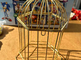 Gold bird cage for deceration top opens out new